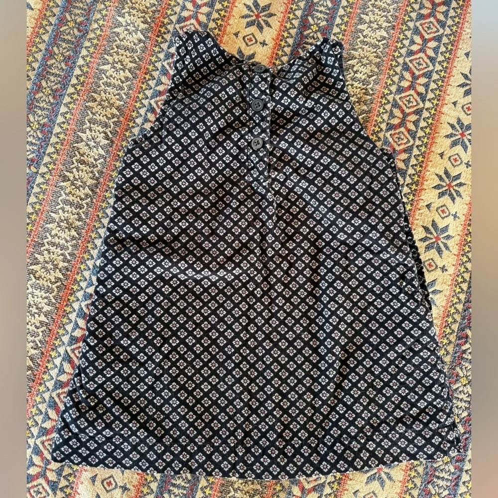 BABY GAP Navy White Corduroy Ribbed Floral Sleevless Button Toddler Dress 18-24M